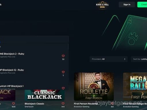 tojay Bet App Screenshot - Blackjack Tables